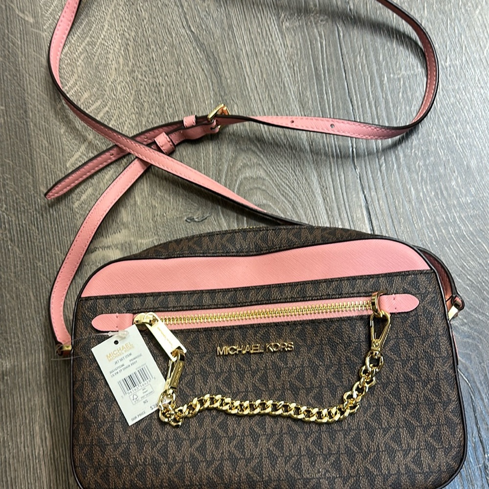 Michael Kors Brown and Pink Crossbody Bag, Never been used